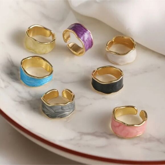 Adjustable Multicolor Enamel Ladies Rings - Picture 11 of 11